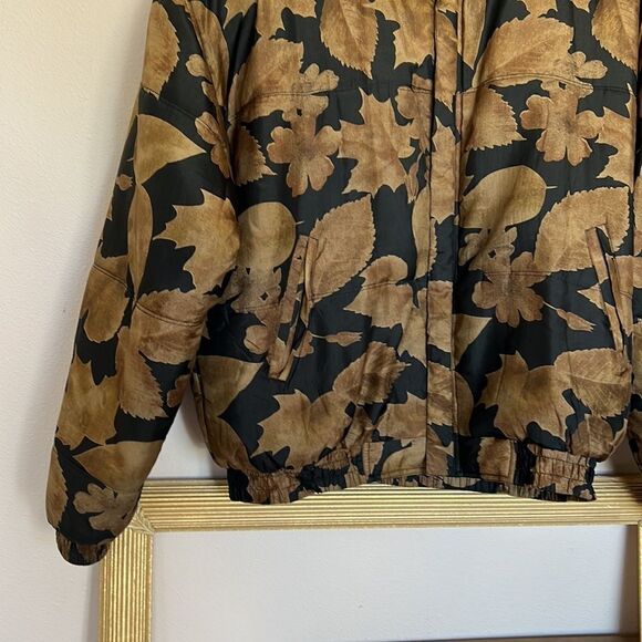 Silk Bomber Jacket Size XL super cozy gold black vintage bomber - Picture 4 of 5